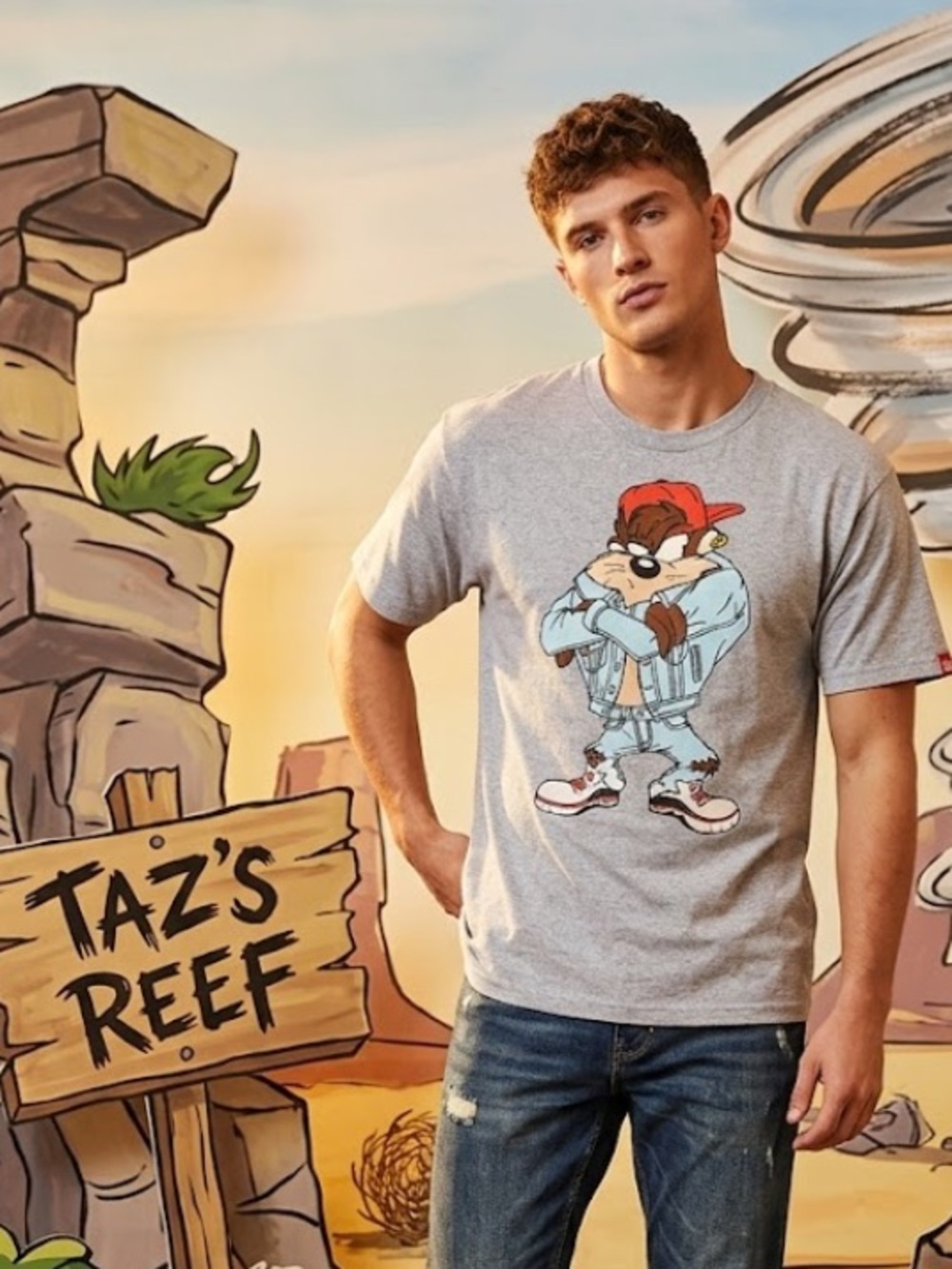 Looney Tunes x Neff Tasmanian Devil Gray Hip Hop T-Shirt  - Size XL